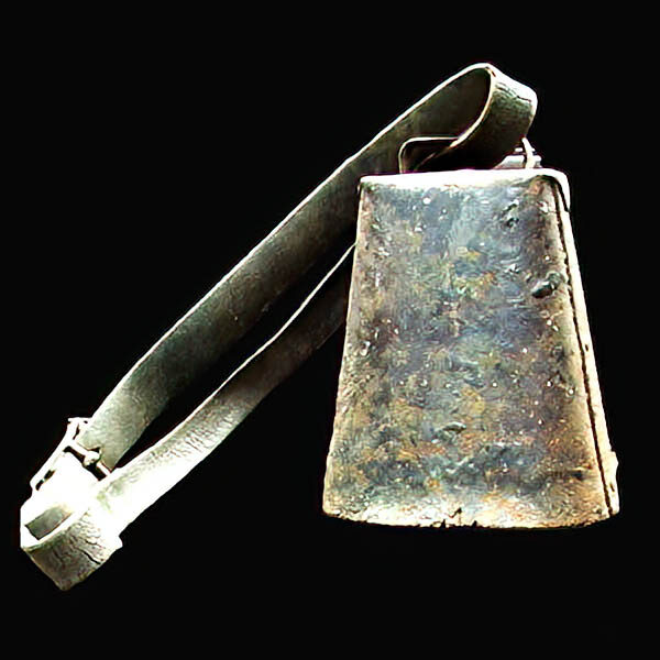 Antique Metal Cow Bell with leather strap