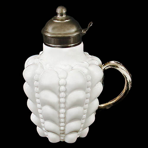 EAPG, Victorian Glass, Pattern Glass, Pressed Glass, Antique, Guttate Syrup Pitcher, Milk Glass, Fostoria Shade and Lamp Company