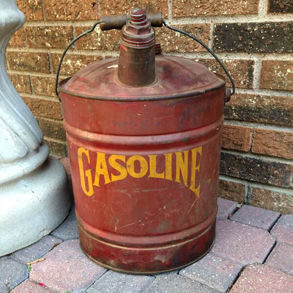 Antique Metal 5 Gallon Gasoline Can