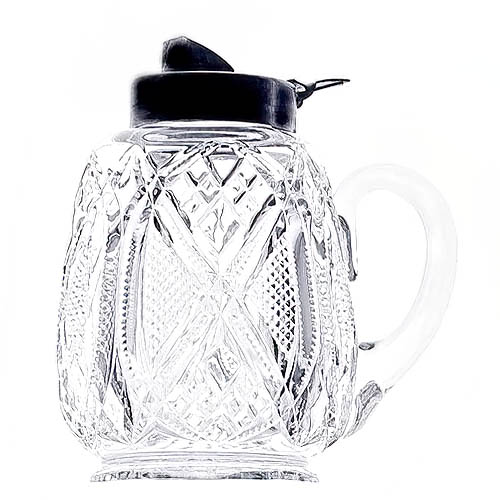 EAPG, Victorian Glass, Pattern Glass, Pressed Glass, antique, Crossed Ovals Syrup Pitcher