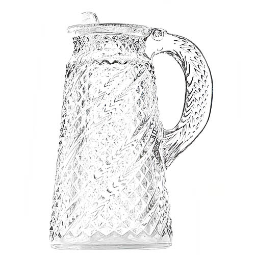EAPG. Victorian Glass, Pattern Glass, Pressed Glass, antique, Zippered Swirl and Diamond Syrup Pitcher, United States Glass Company