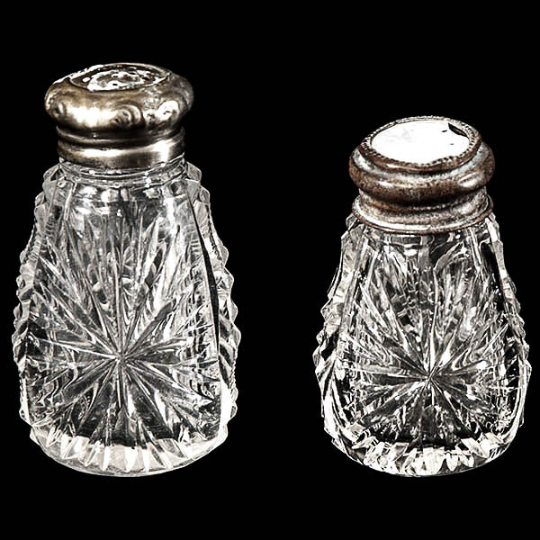 Antique, Cut Glass, Salt and Pepper Shakers