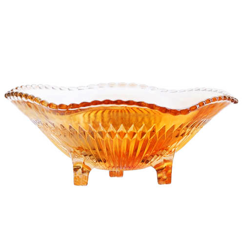 Carnival Depression Glass Bowl,, Anniversary, Jeannette Glss Company, 1930, Marigold Glass