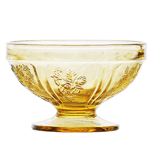 Depression Glass Sherbet Dish Sharon Cabbage Rose, Federal Glass Company, 1935, amber glass