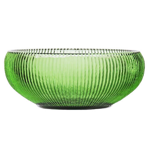Depression Ribbed Green Glass Bowl