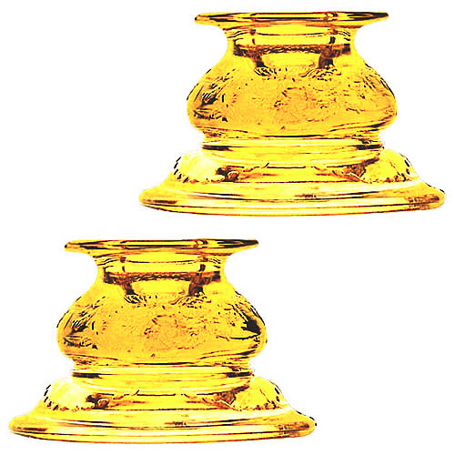 Madrid Candlestick Holders, Depression Glass, Federal Glass Company, 1930's, amber glass