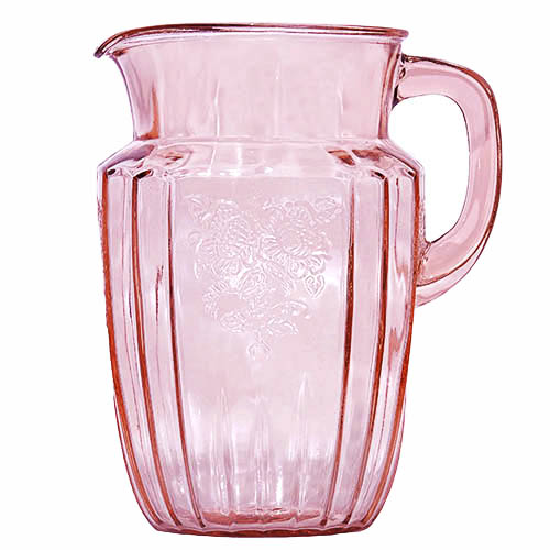 Depression Glass, Mayfair Rose Water Pitcher, pink glass, Anchor Hocking Glass Company
