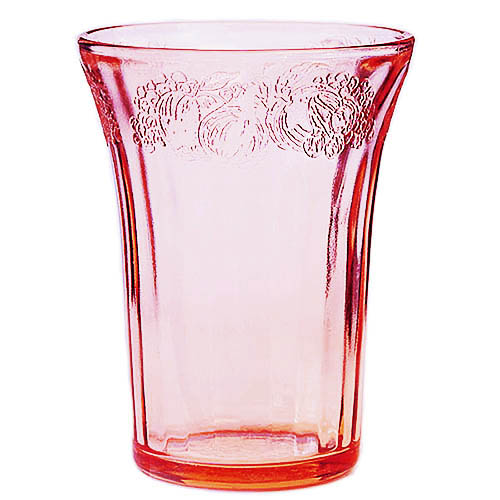 Depression Glass, Mixed Fruit Tumbler, pink glass, Hazel Atlas Glass Company