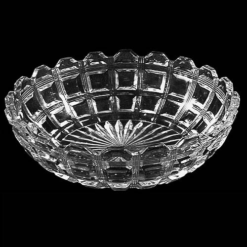 EAPG, Lined Block Bowl, 1888, Nickle Plate Glass Company, crystal glass
