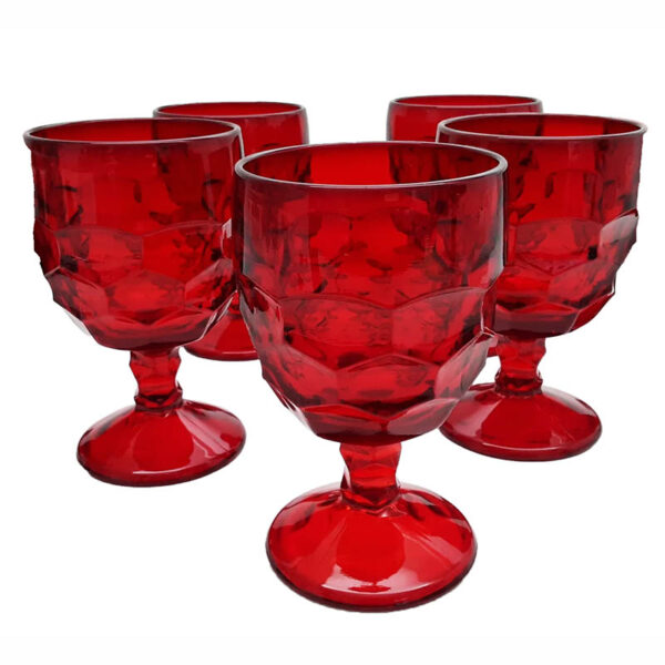 Vintage Glass, Georgian Honeycomb wine glasses, ruby glass, Viking Glass Company