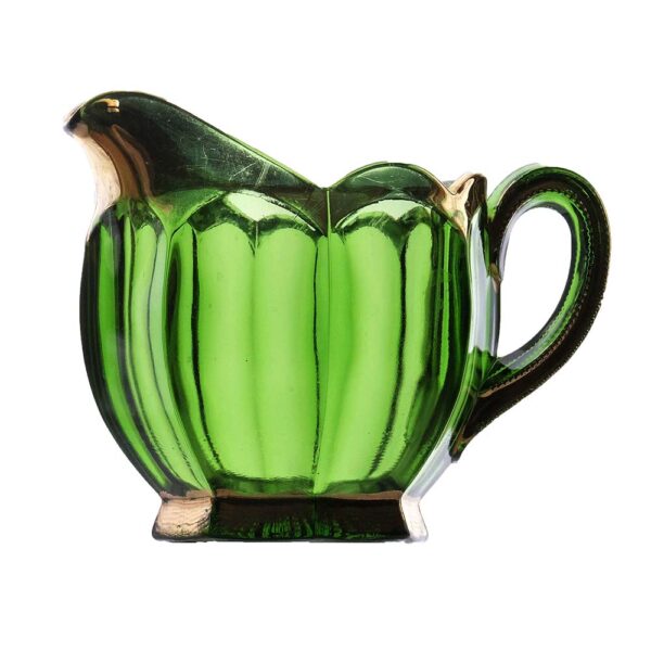 EAPG, Flute Cream Pitcher, green glass, Northwood Glass Company