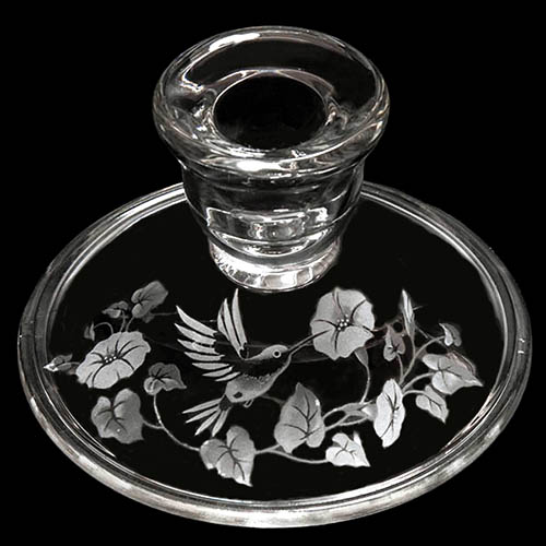 Vintage Glass, etched candlestick holder, elegant glass