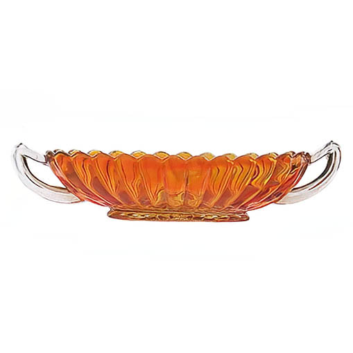 carnvial glass, depression glass, pickle dish, pillar and flute pattern, marigold glass, imperial glass company