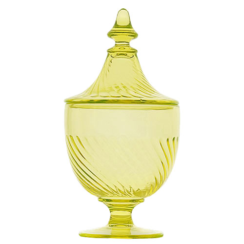 depression glass, yellow candy jar, imperial glass company