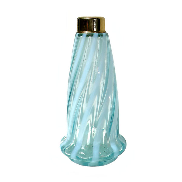 Antique Glass Atomizer Perfume Bottle, Nickle Plate Glass Company, opalescent blue and white glass