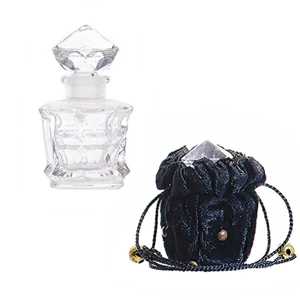 Antique Glass Perfume Bottle in Velvet Pouch, L'ELLI. MARQUAY Glass Company