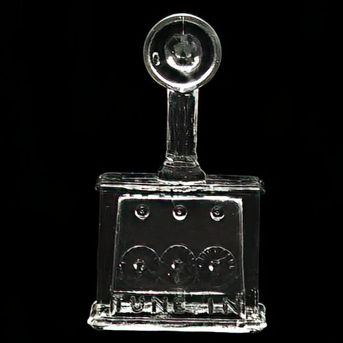 Novelty Whimsy Glass Radio Candy Container, Victory Glass Company, Jeannette, PA