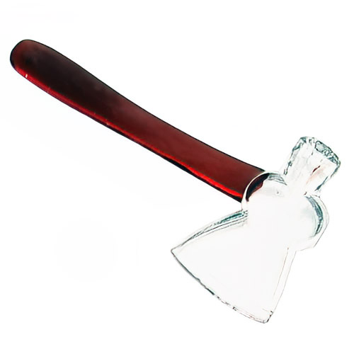 Whimsy Novelty Glass Hatchet, ruby stain, Union Stopper Company