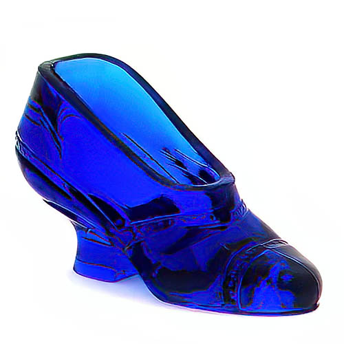 Whimsy Novelty Glass Shoe, United States Glass Company, blue glass