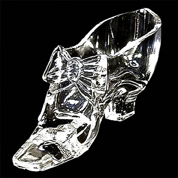 Whimsy Novelty Glass Shoe, Gillinder Glass, crystal glass, bow