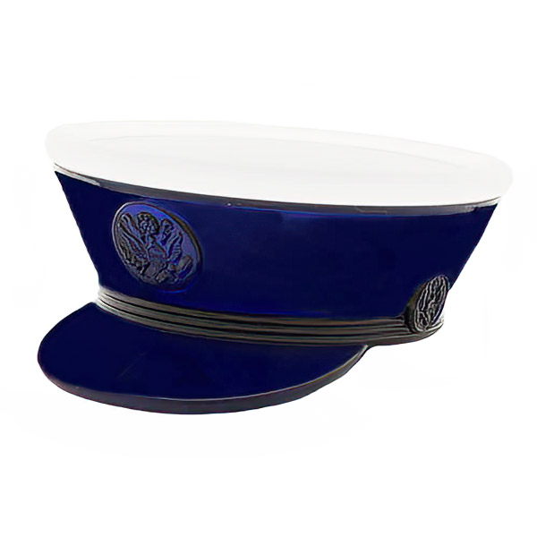 Whimsy Novelty Glass Military Hat Powder Box, Paden City Glass Company