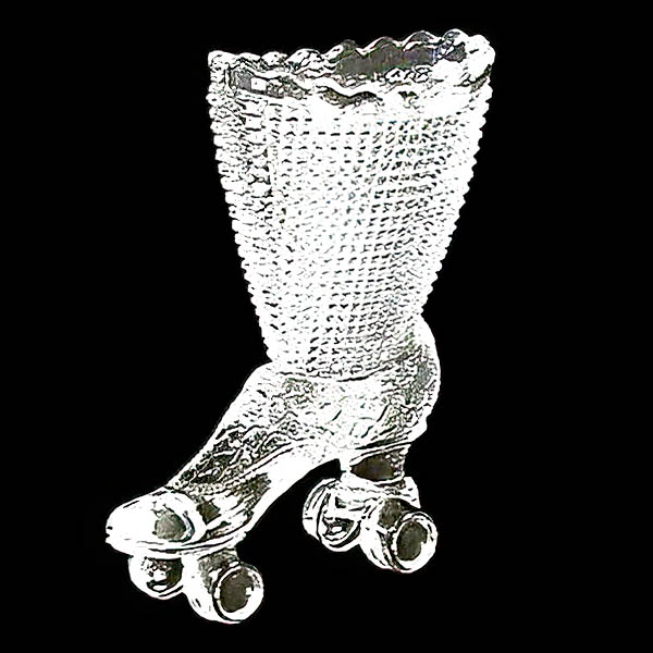 Whimsy Novelty Glass Roller Skate Shoe, Central Glass Company, # 859, High Top Roller Skate