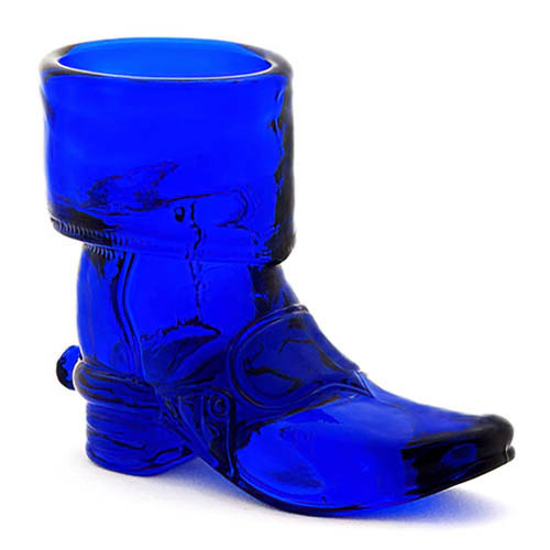 Whimsy Novelty Vintage Glass Boot, blue glass