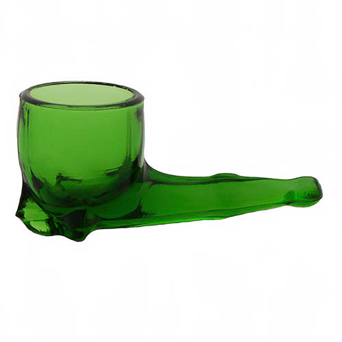 Whimsy Novelty Glass Pipe, green glass, United States Glass Company