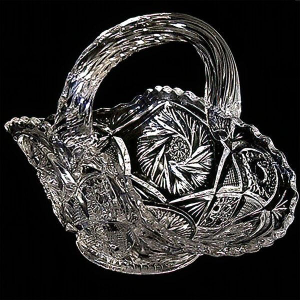 EAPG, Artcut Line Basket, crystal glass, United States Glass Company