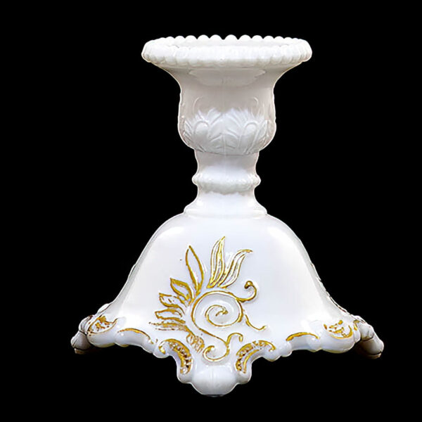EAPG, Scroll and Lace Candlestick Holder, milk glass, Westmoreland Specialty Glass Company