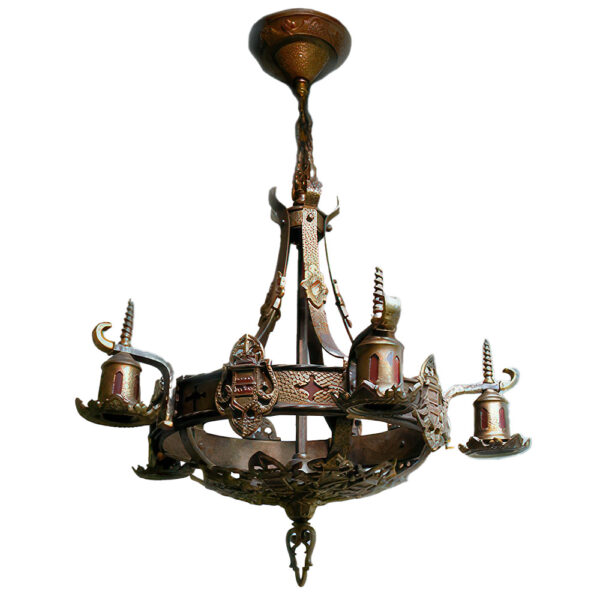 Antique Arts and Crafts Gothic Style Hanging Light Fixture