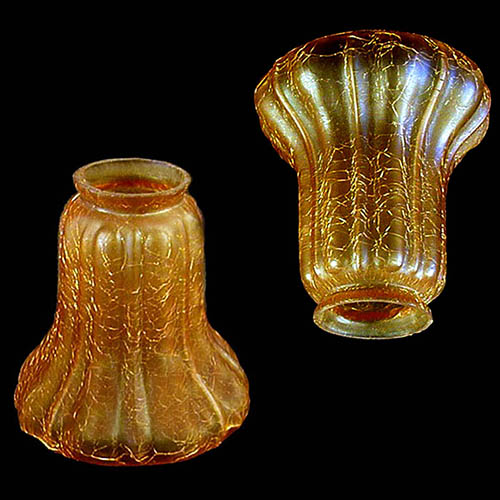 Antique Amber Crackle Glass Shades