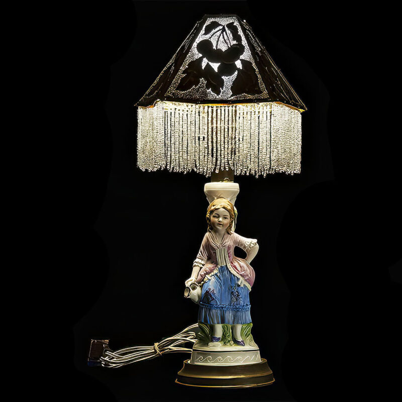 Antique Porcelain Figural Boudoir TableLamp