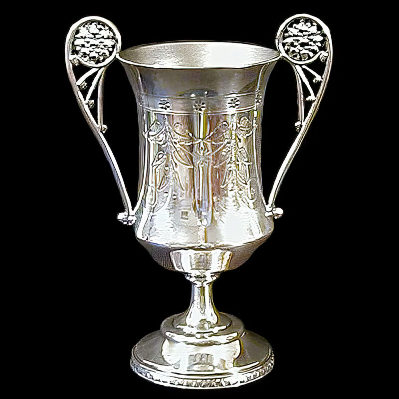 Antique Silver Vase with engraving, Meriden Company, Meriden Britannia Quadruple