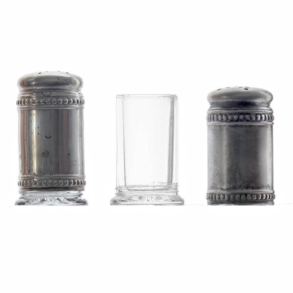 Antique Silver Salt Shakers with glass insert