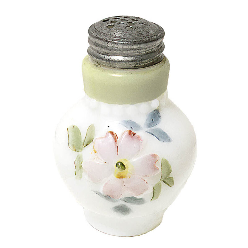 EAPG Coreopsis Salt Shaker, Consolidated Lamp and Glass Company, milk glass