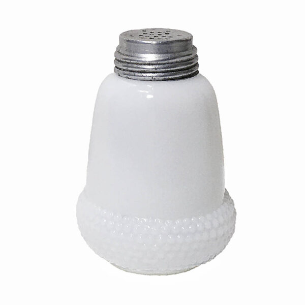 EAPG Acorn Salt Shaker, milk glass, Challinor, Taylor and Company, Beaumont Glass and Buckeye Glass Company