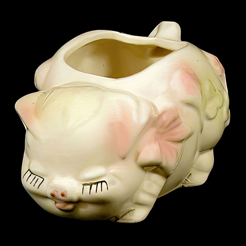 Sleeping Kitten Pottery Planter