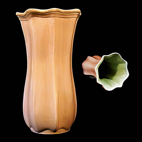 Red Wing Pottery Vase, mid-century design, tan with light green interior