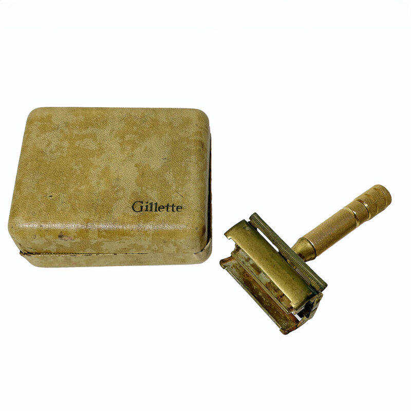 Womens Gilette Safety Razor, gold plated, case