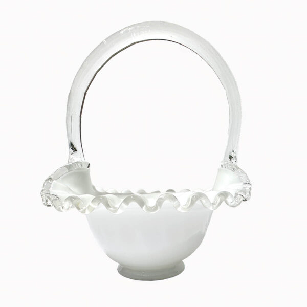 fenton basket, white glass, Fenton Glass Company