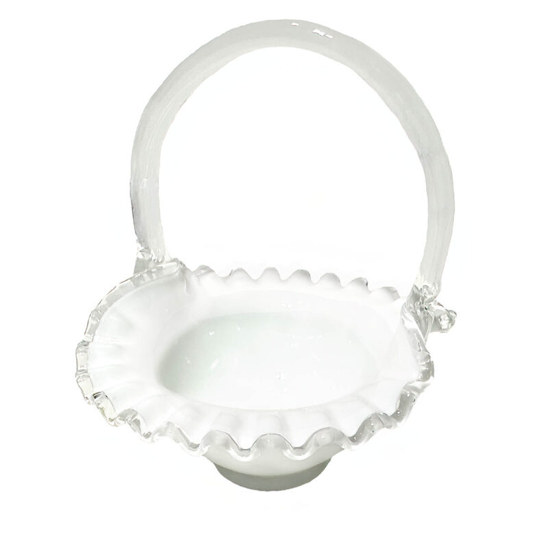 fenton basket, white glass, Fenton Glass Company