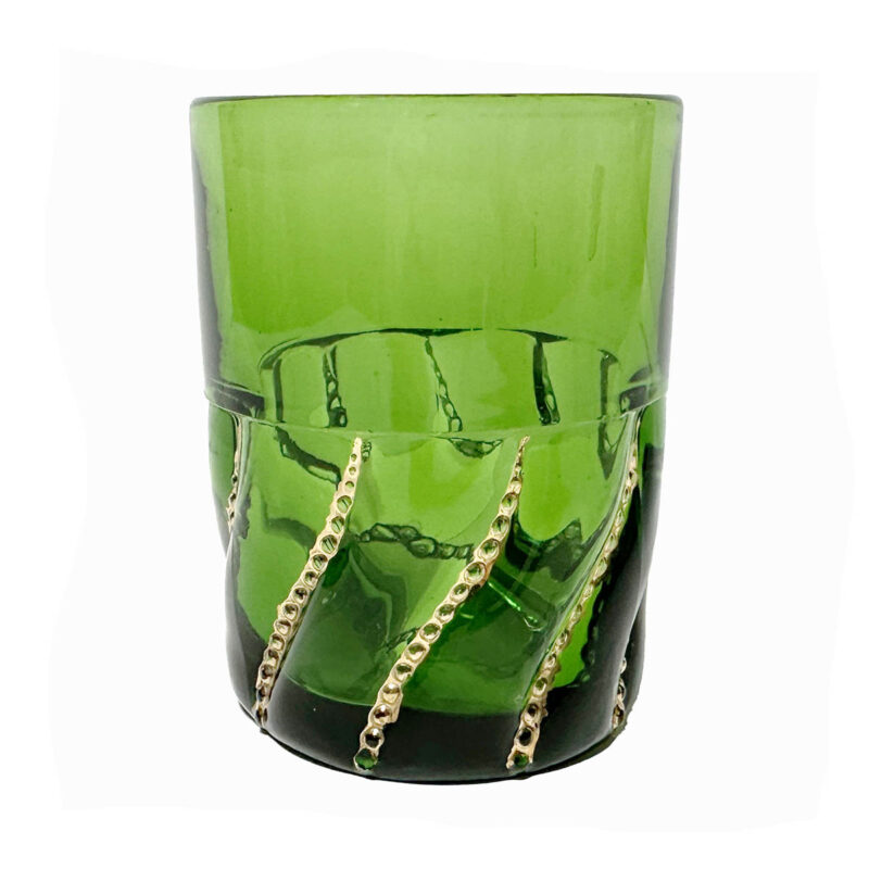 eapg beaded swirl tumbler, green, Duncan, George and Sons Glass Company