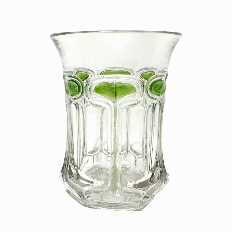 EAPG Pogo Stick Tumbler, green, Lancaster Glass Company