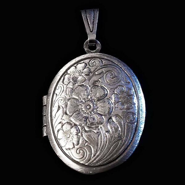 Antique Silver Engraved Locket Pendant