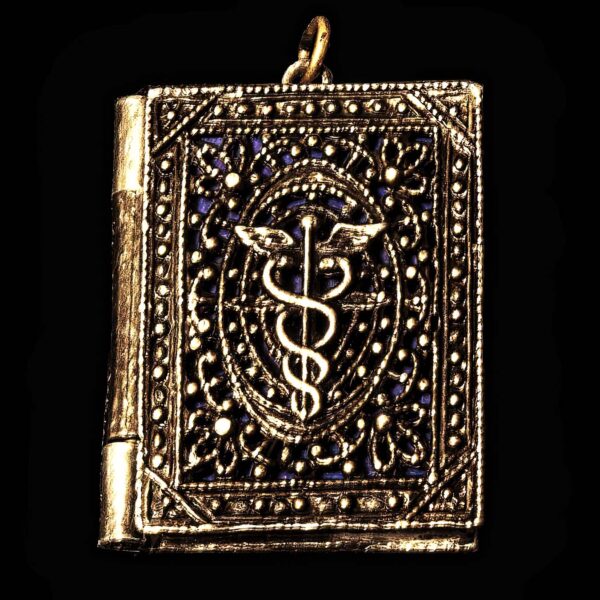 Silver Antique Miniature Medical Book Pendant Locket