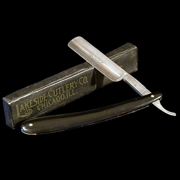 Razor: Straight Edge Razor with Box with Army and Navy engraved on blade