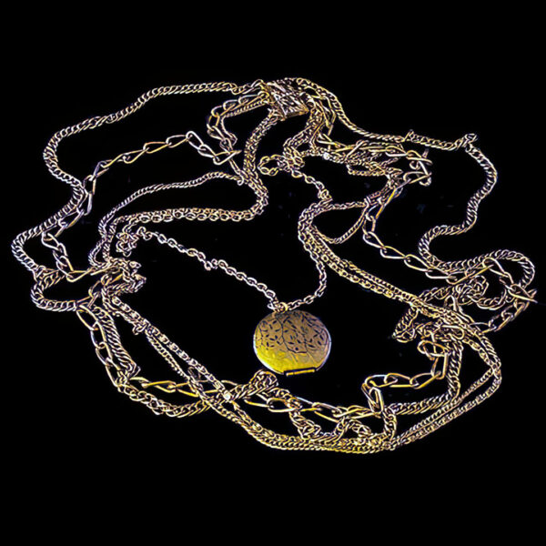 Gold 5 Strand Chain and Locket Necklace