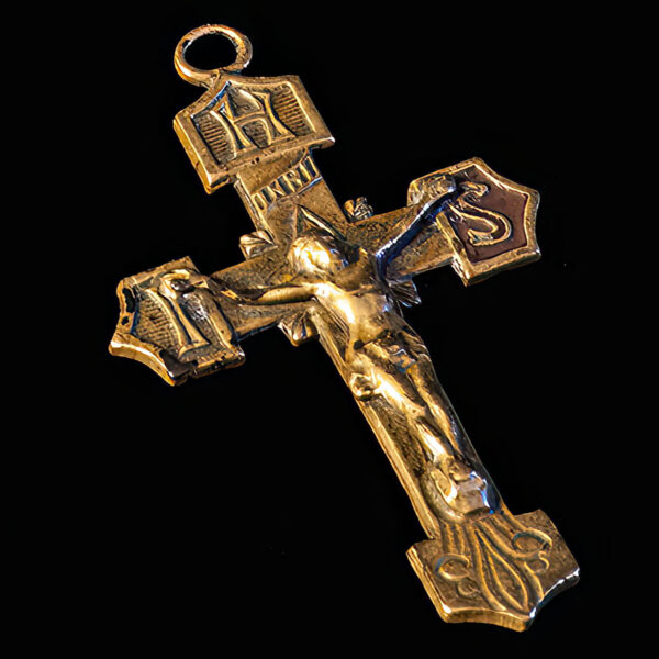 Antique Gold Rosary Crucifix Pendant manufactured in Czechoslovakia