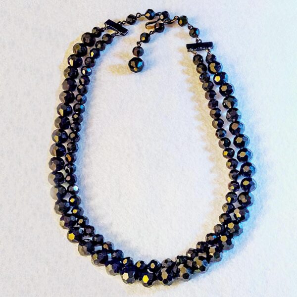 Black Glass Bead Antique Jet Necklace